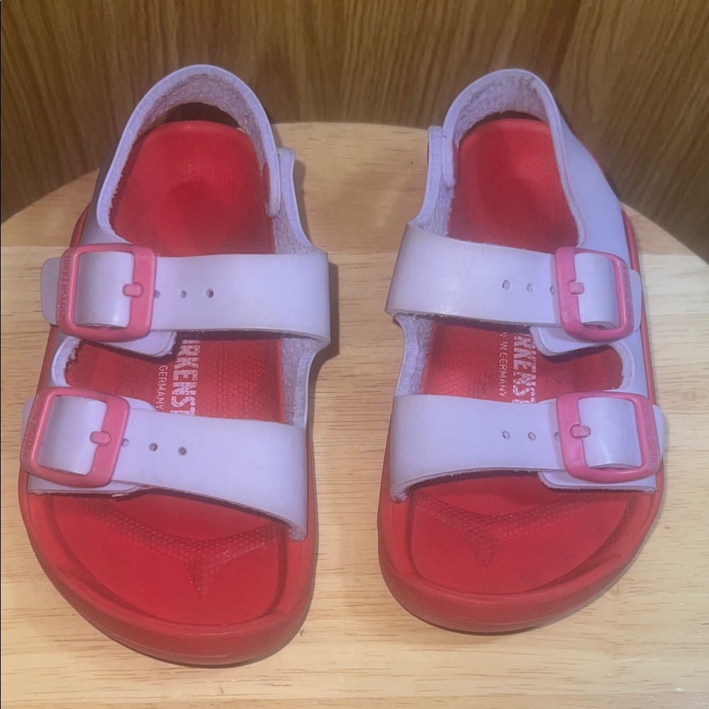 Birkenstock Kids Double-Strap Sandals in Pink and Red